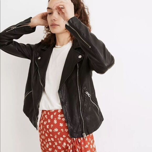 Madewell washed leather Moto jacket - Picture 2 of 8